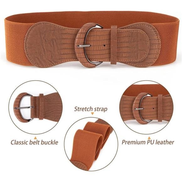 Women\'s Stretchy Belt for Dresses Jumpsuit Coat Belt Vintage PU Leather main image 4